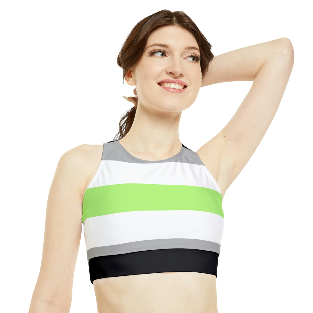 Agender Flag High Neck Crop Bikini Top SHAVA CO