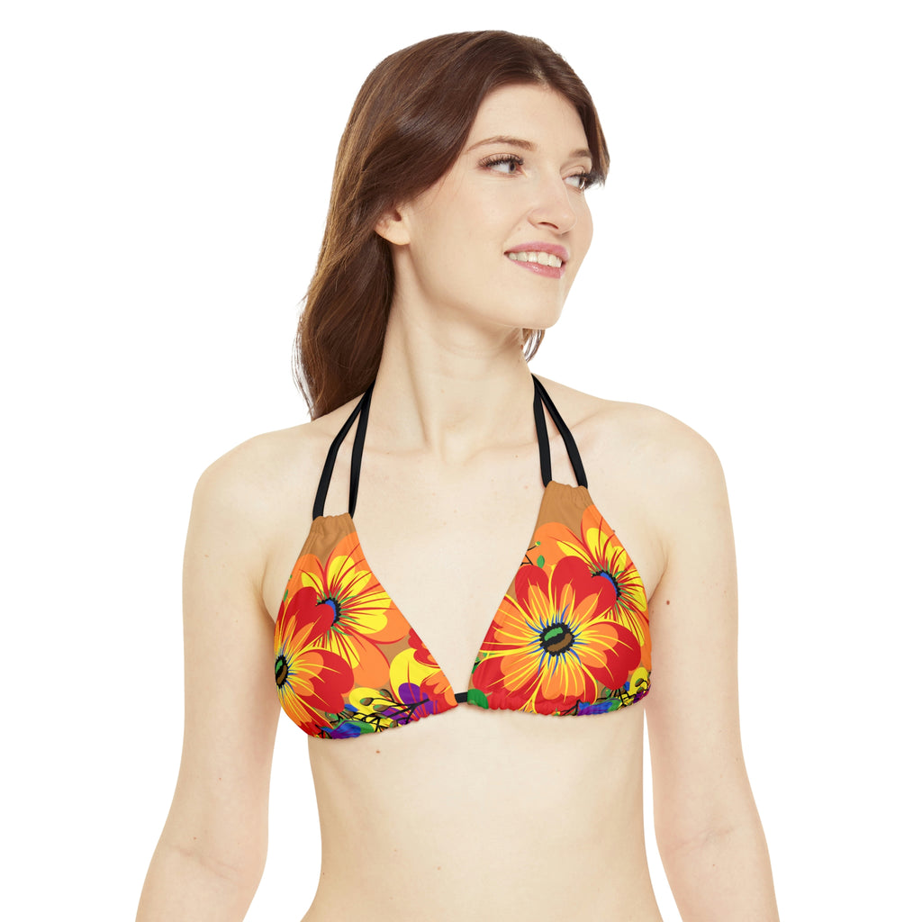 Philadelphia Pride Flag Floral Strappy Triangle Bikini Top SHAVA CO