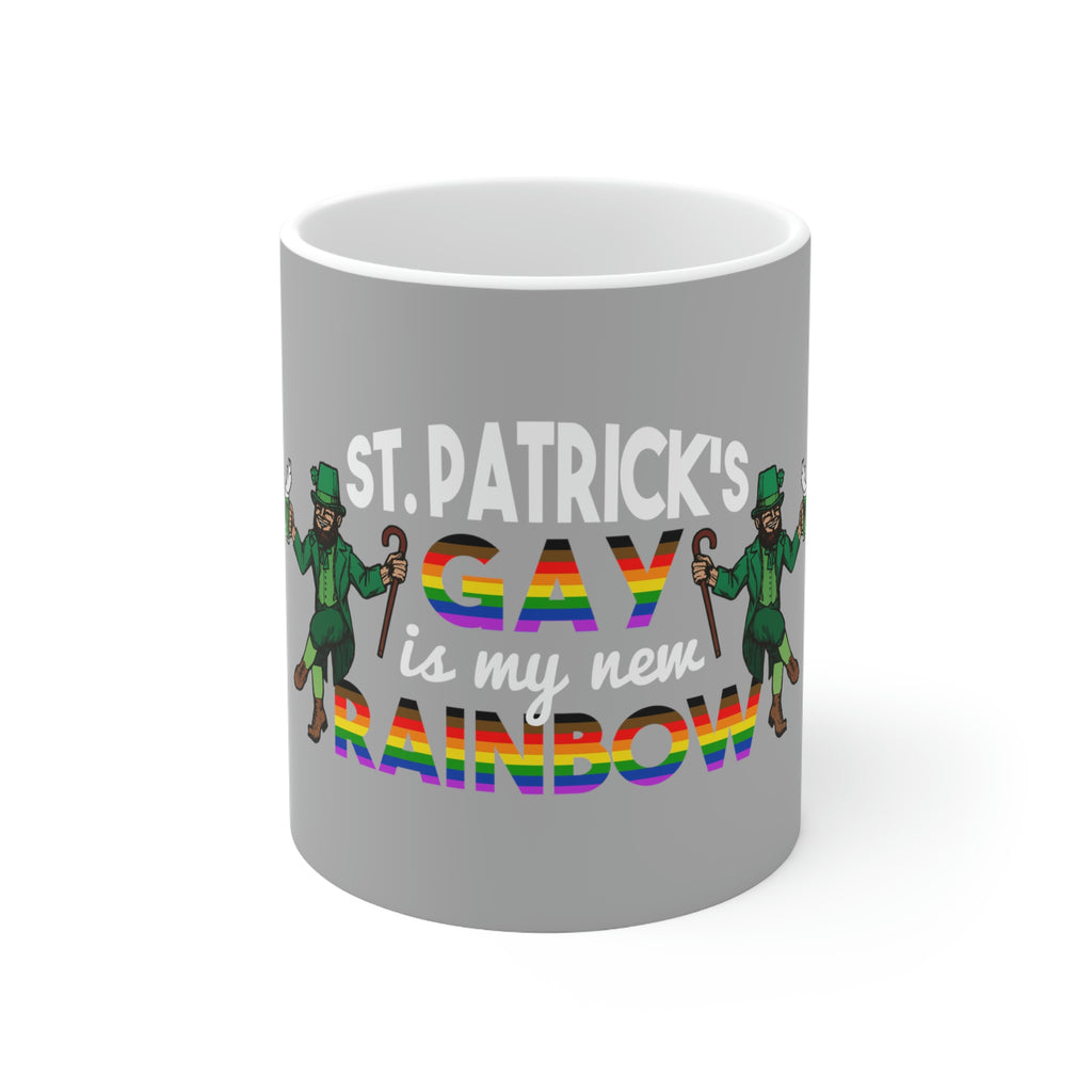 St. Patrick's Day Ceramic Mug 11oz - Gay Is My New Rainbow Printify