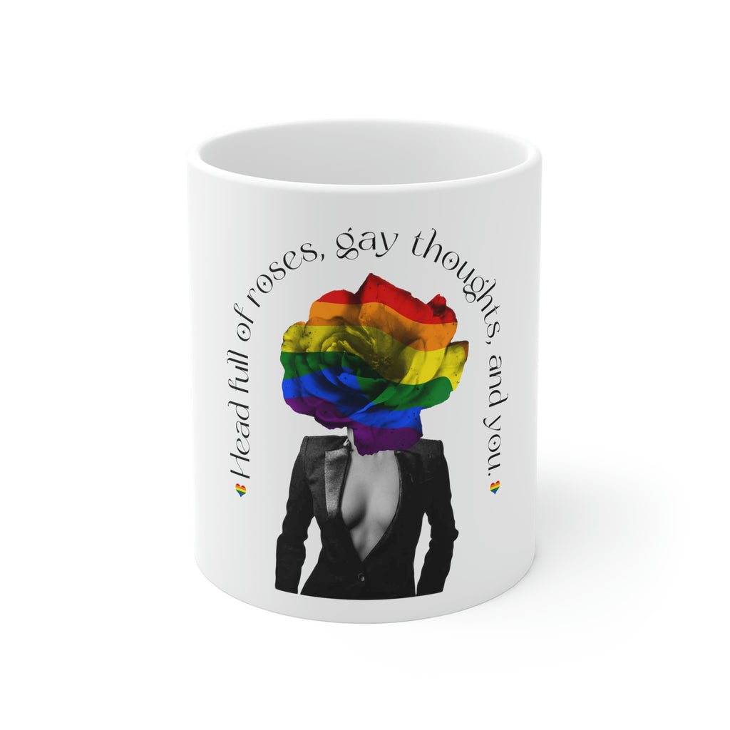 11oz White Mug - Head Full Of Roses Printify