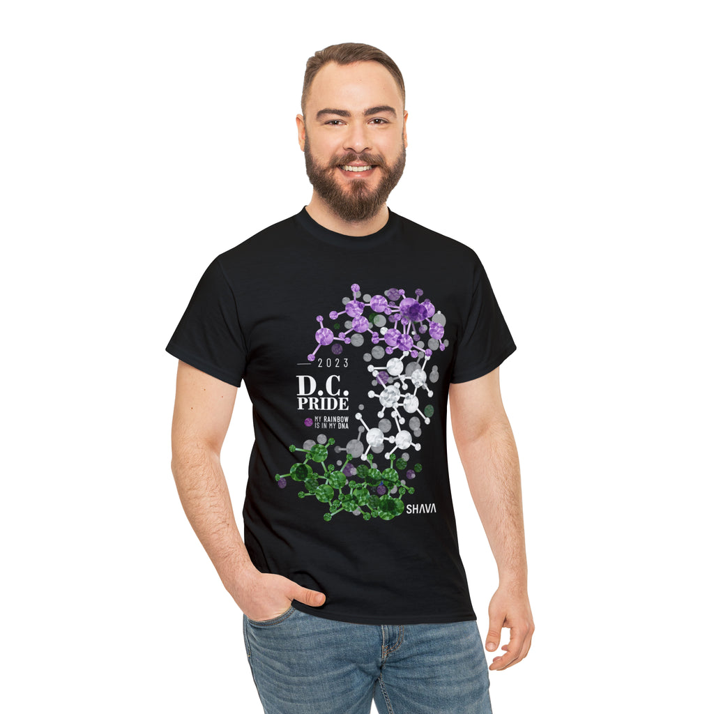 SHAVA CO Genderqueer Flag 2023 Pride, Washington D.C Unisex Heavy Cotton Tee - My Rainbow Is In My DNA Printify