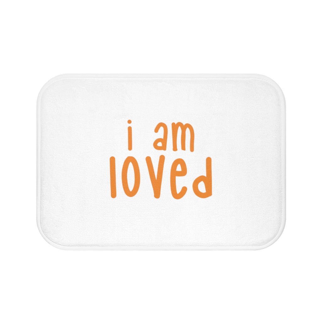 Affirmation Feminist Pro Choice Bath Mat - I Am Loved (orange) Printify