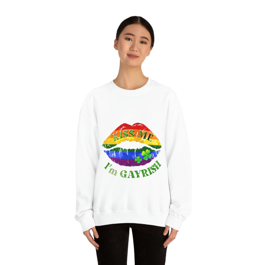 LGBT Flag Heavy Blend Crewneck Sweatshirt St. Patricks Day Unisex Size - Kiss Me Printify