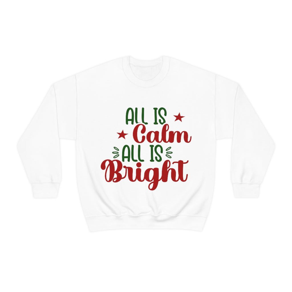 Merry Christmas Unisex Sweatshirts , Sweatshirt , Women Sweatshirt , Men Sweatshirt ,Crewneck Sweatshirt, All Is Calm All Is Bright Printify