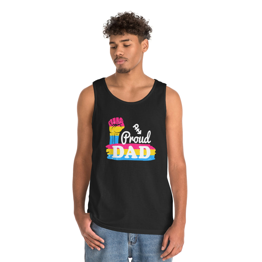 Pansexual Pride Flag Heavy Cotton Tank Top Unisex Size - Proud Dad Printify