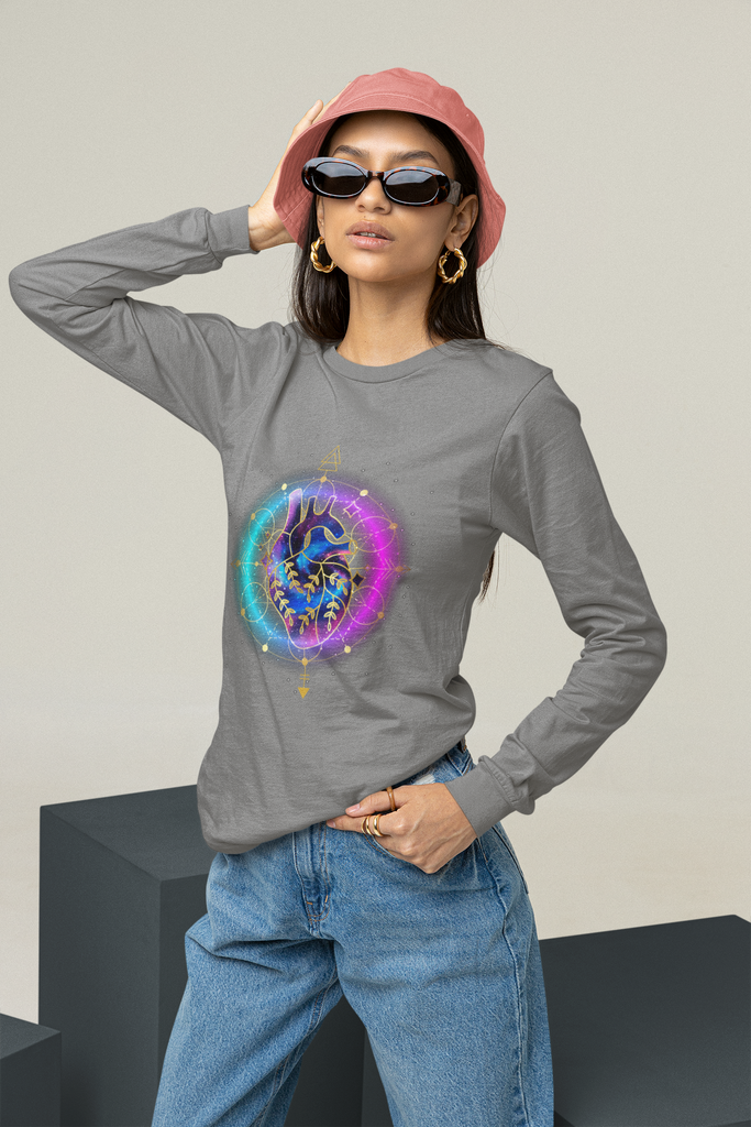 Yoga Spiritual Meditation Unisex Long Sleeve Shirt – Sacred Heart 111 Angel Number Printify