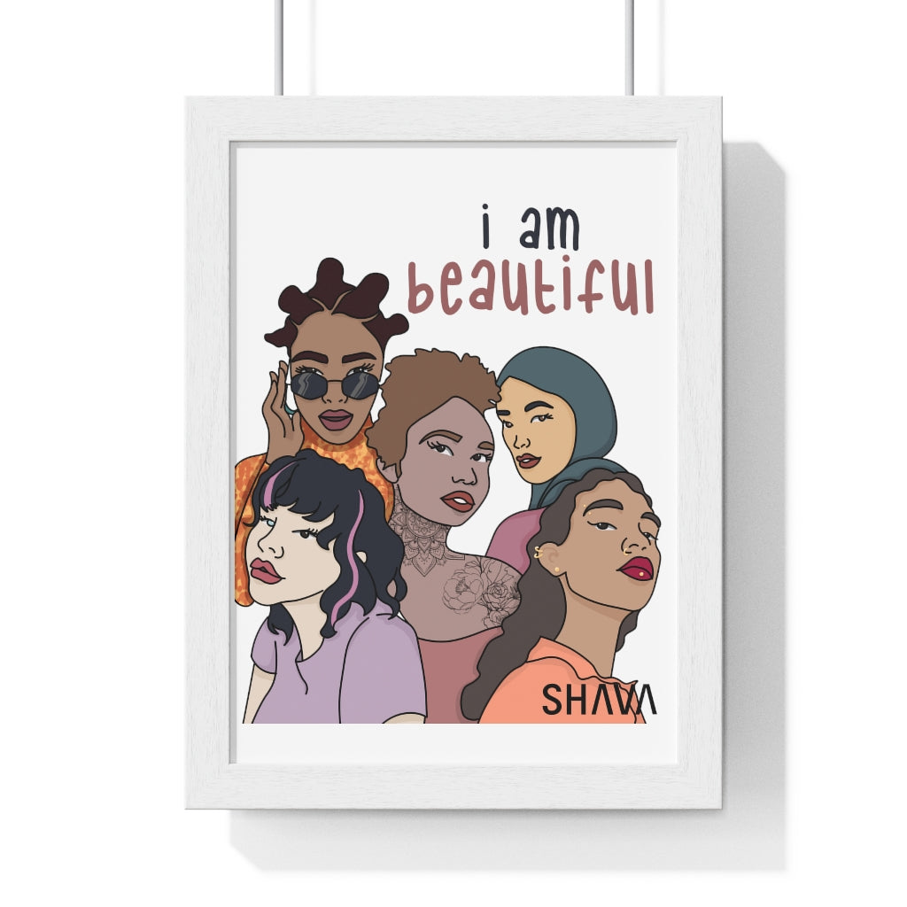 Affirmation Feminist Pro Choice Premium Framed Vertical Poster - I Am A Beautiful Printify