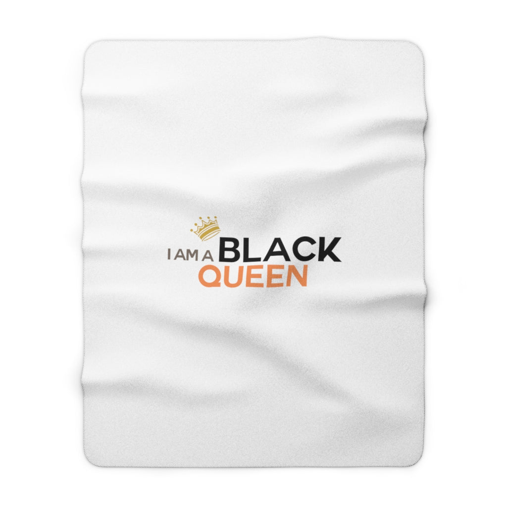 IAC  Home & Livings- Blankets / Sherpa Fleece Blanket / I am a black queen centered Printify