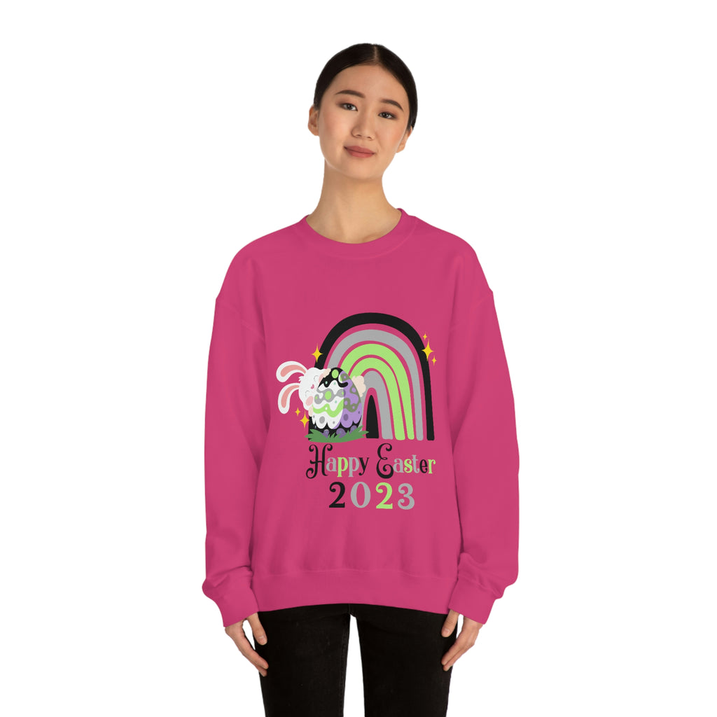 Agender Flag Heavy Blend Crewneck Sweatshirt Easter Festival Unisex Size - Happy Easter 2023 SHAVA