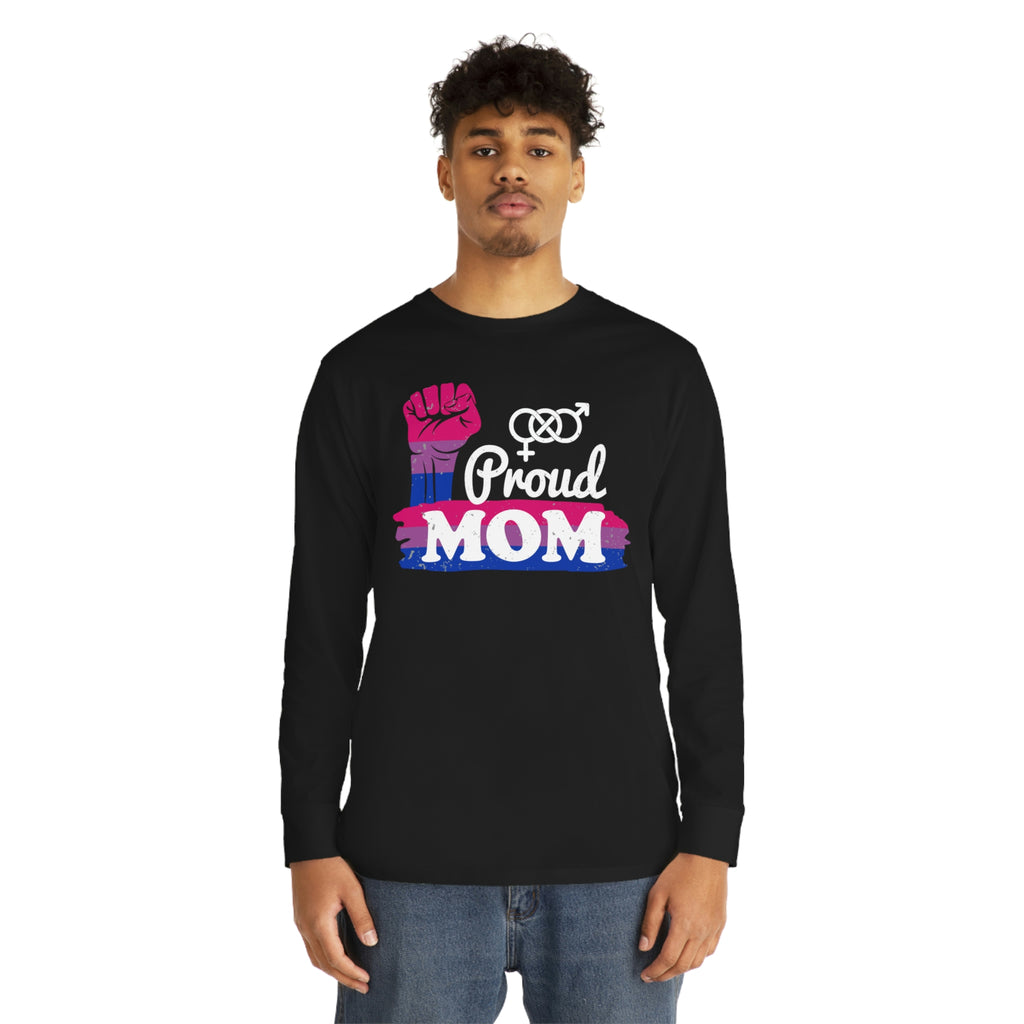 Bisexual Flag Long Sleeve Crewneck Tee - Proud Mom Printify