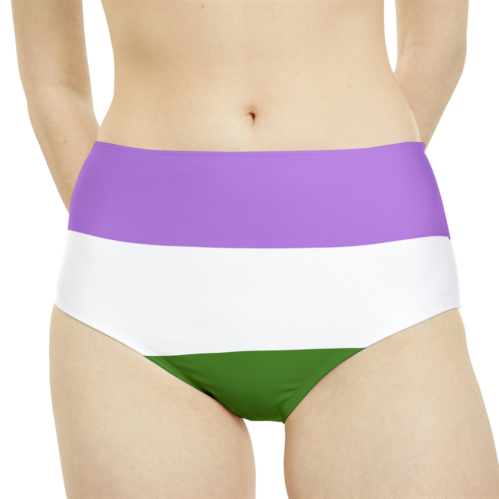 Genderqueer Pride Flag High-Waist Hipster Bikini Bottom Printify