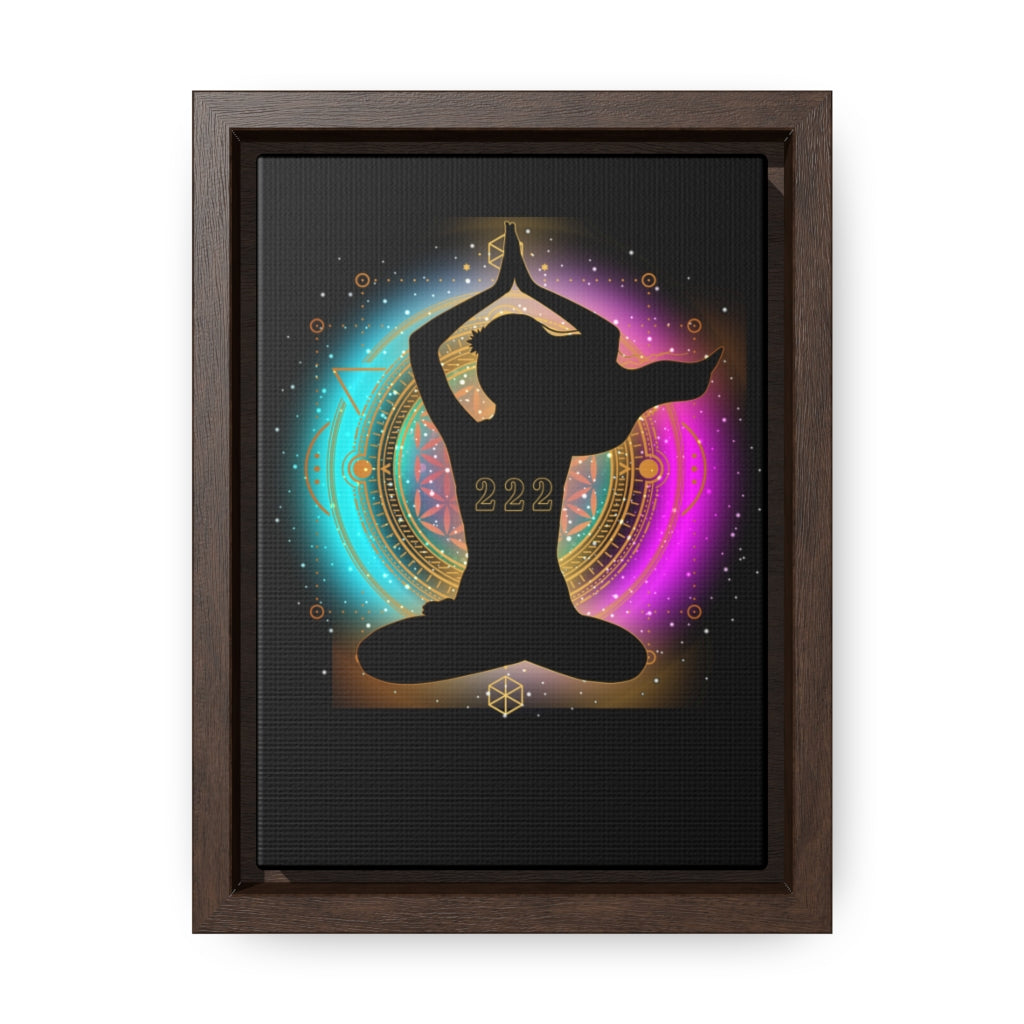 Yoga Spiritual Meditation Canvas Print With Vertical Frame - Alignment 222 Angel Number Printify