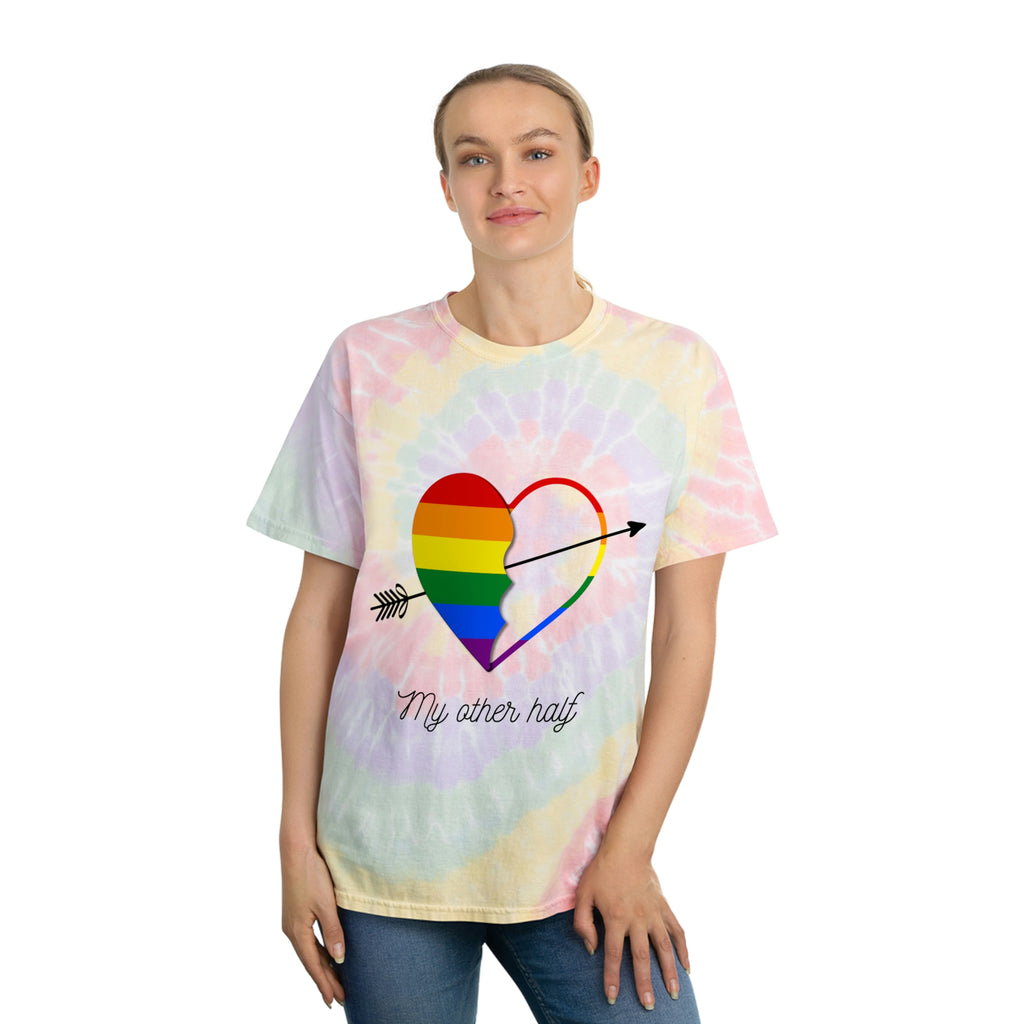 LGBT Flag Tie-Dye Spiral T-Shirt Valentines Day Unisex Size - My Other Half Printify