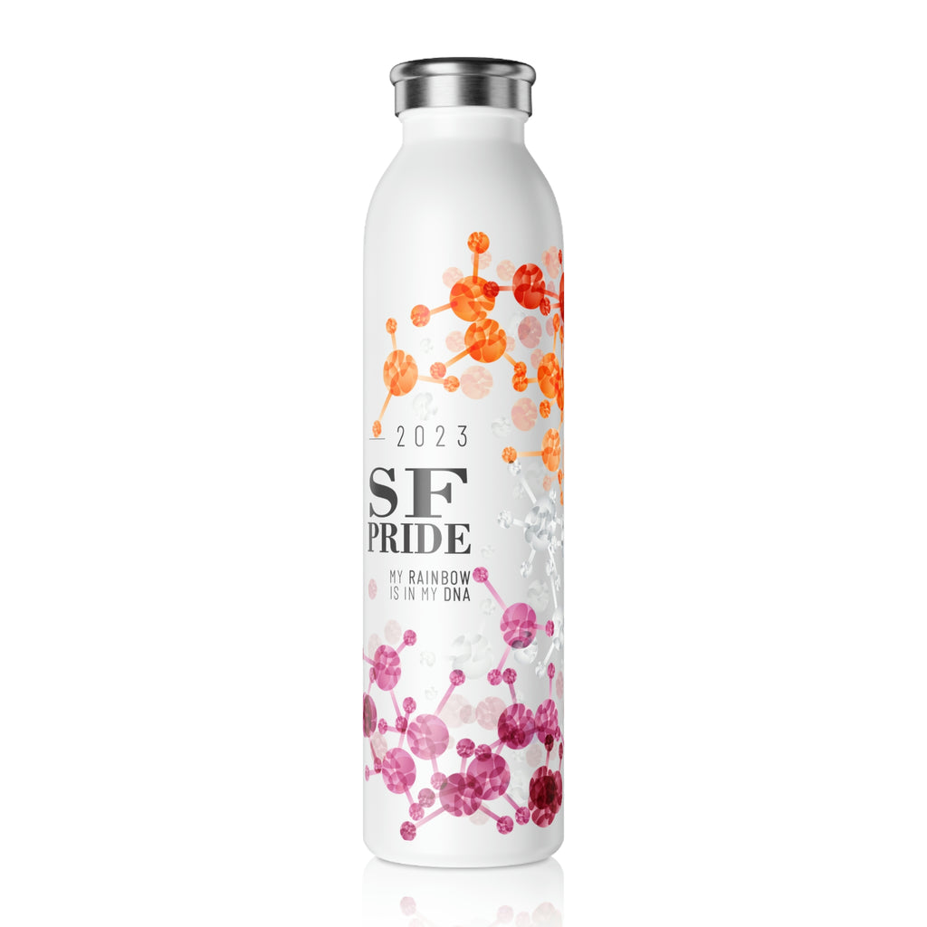 Lesbian Flag Slim Water Bottle San Francisco Pride - My Rainbow is In My DNA SHAVA CO