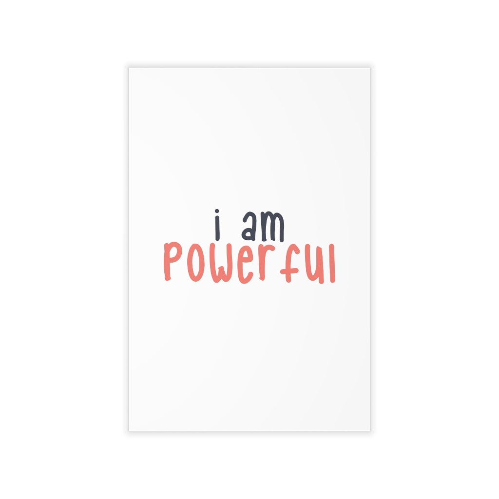 Affirmation Feminist Pro Choice Wall Decals - I Am Powerful (black with orange) Printify