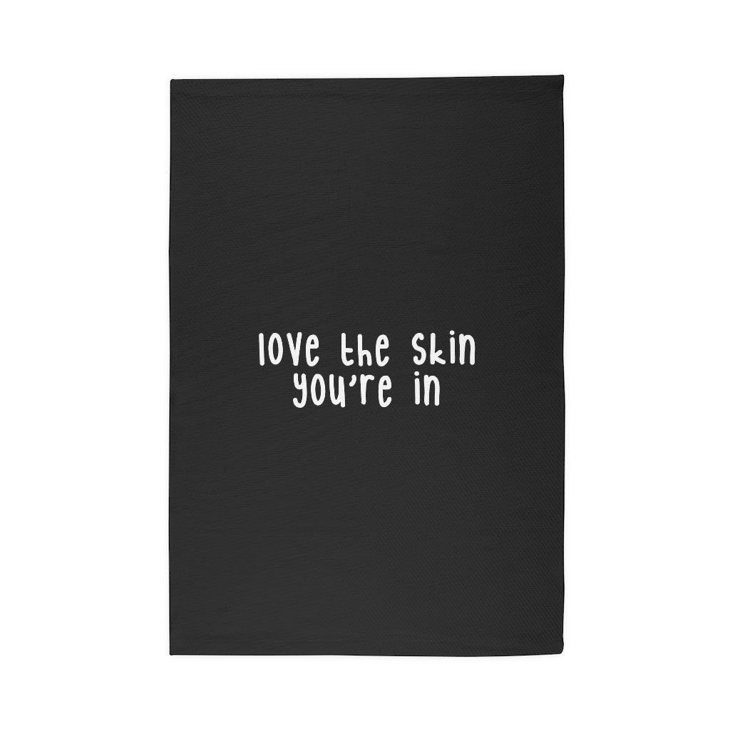 Affirmation Feminist pro choice Dobby Rug -  Love the skin i_m in white Printify