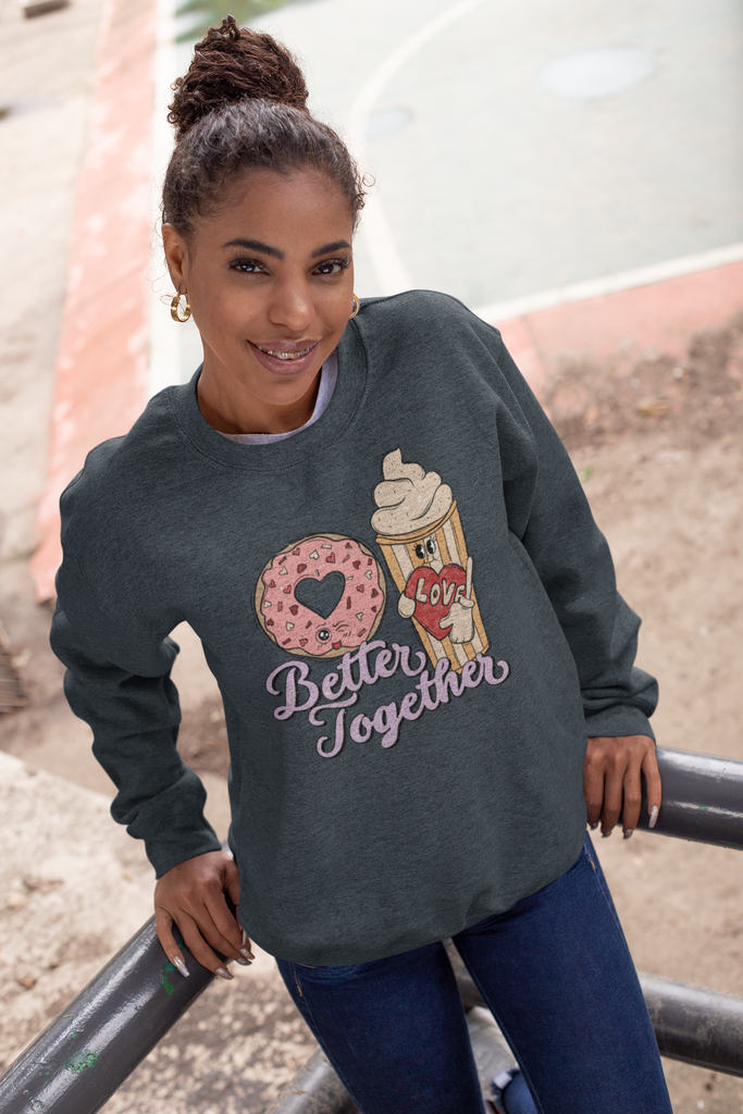 Heavy Blend Crewneck Sweatshirt Valentines Day Unisex Size - Better Together Printify