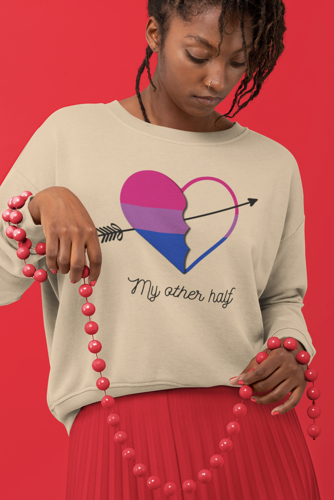 Bisexual Flag LGBTQ Affirmation Crewneck Sweatshirt Unisex Size - My Other Half Printify