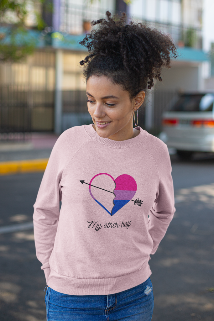 Bisexual  Flag LGBTQ Affirmation Crewneck Sweatshirt Unisex Size - My Other Half Printify
