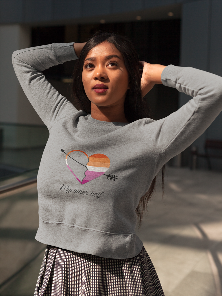 Lesbian Flag LGBTQ Affirmation Crewneck Sweatshirt Unisex Size - My Other Half Printify