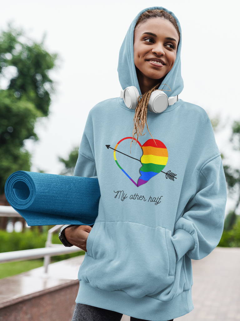 Lgbt Flag LGBTQ Affirmation Hoodie  Unisex Size - My Other Half Printify