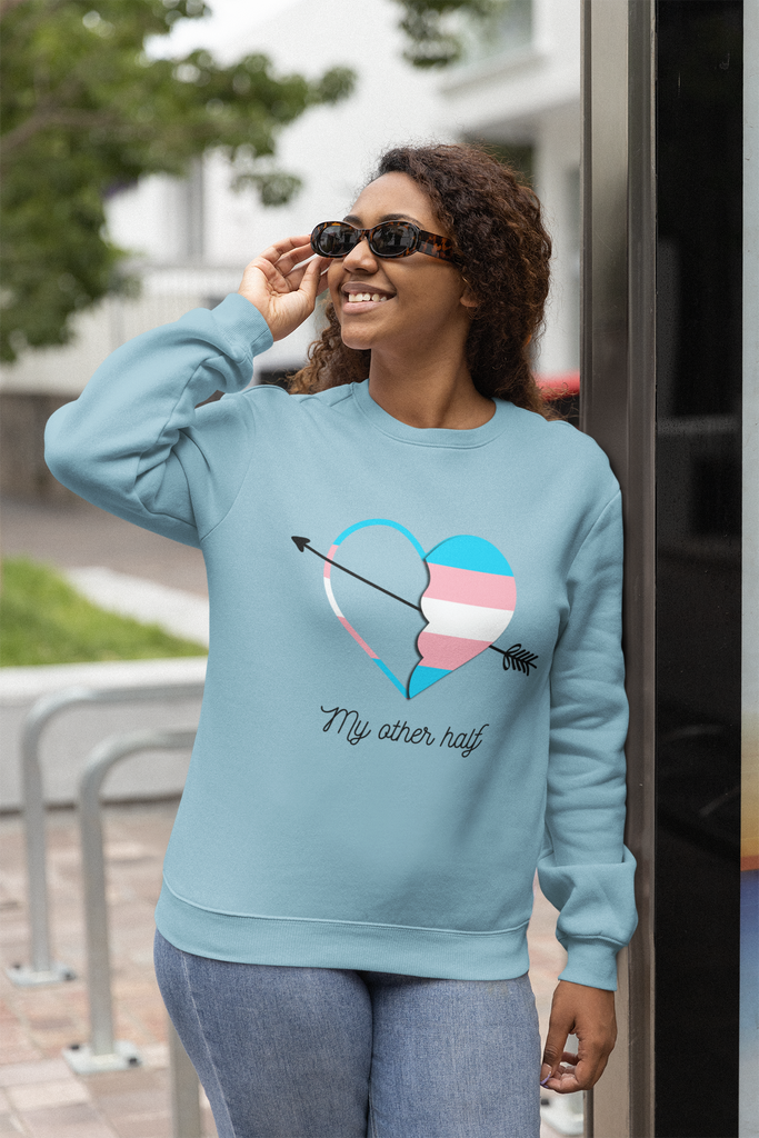 Transgender Flag LGBTQ Affirmation Crewneck Sweatshirt Unisex Size  - My Other Half Printify