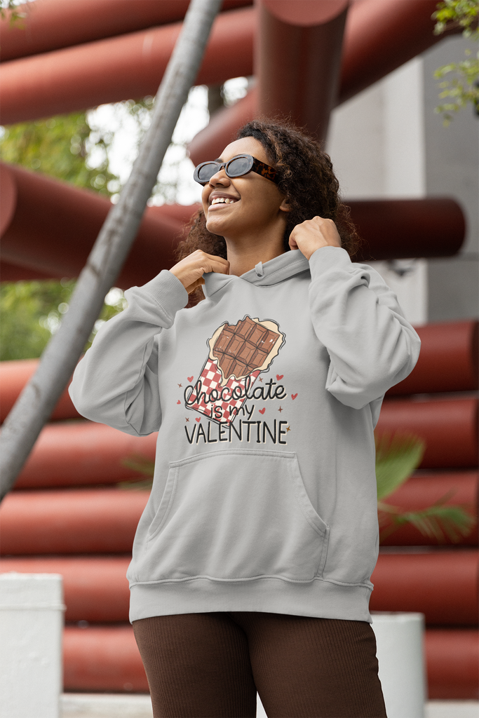 Straight Valentine's Day Hoodie  Unisex Size - Chocolate Is My Valentine Printify