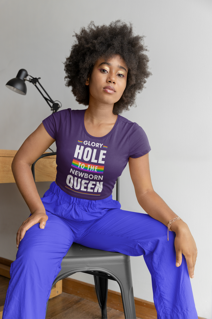 Classic Unisex Christmas LGBTQ T-Shirt - Glory Hole To The Newborn Queen Printify