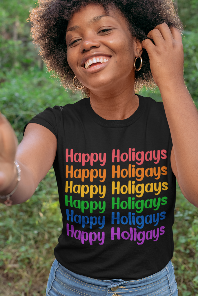 Classic Unisex Christmas LGBTQ T-Shirt - Happy Holigays Printify