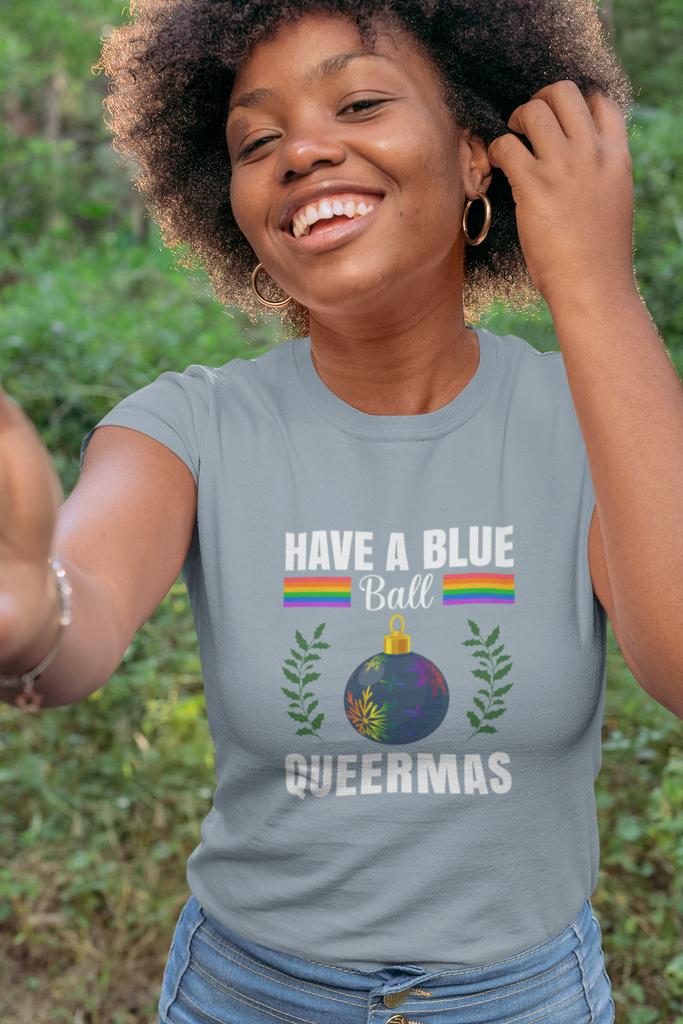 Classic Unisex Christmas LGBTQ T-Shirt - Have A Blue Ball Queermas Printify