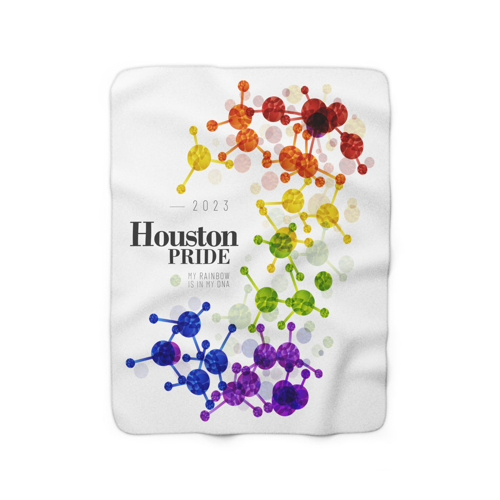 SHAVA CO Rainbow Flag 2023 Pride, Houston Sherpa Fleece Blanket - My Rainbow Is In My DNA Printify