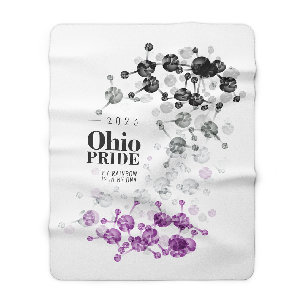 SHAVA CO Asexual Flag 2023 Pride, Ohio Sherpa Fleece Blanket - My Rainbow Is In My DNA Printify