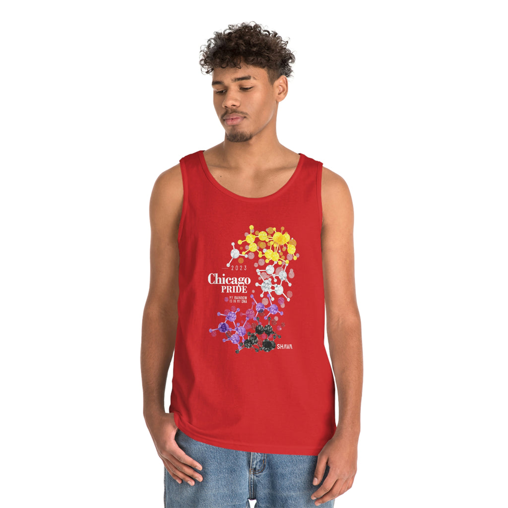 Non Binary Flag Chicago Pride Heavy Cotton Tank Top Unisex Size - My Rainbow Is In My DNA SHAVA