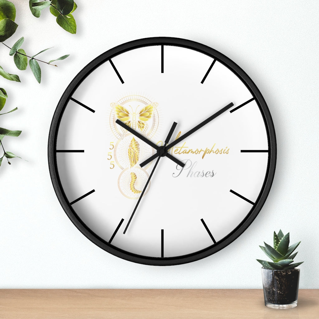 Yoga Spiritual Meditation Wall clock - Metamorphosis 555 Angel Number Printify