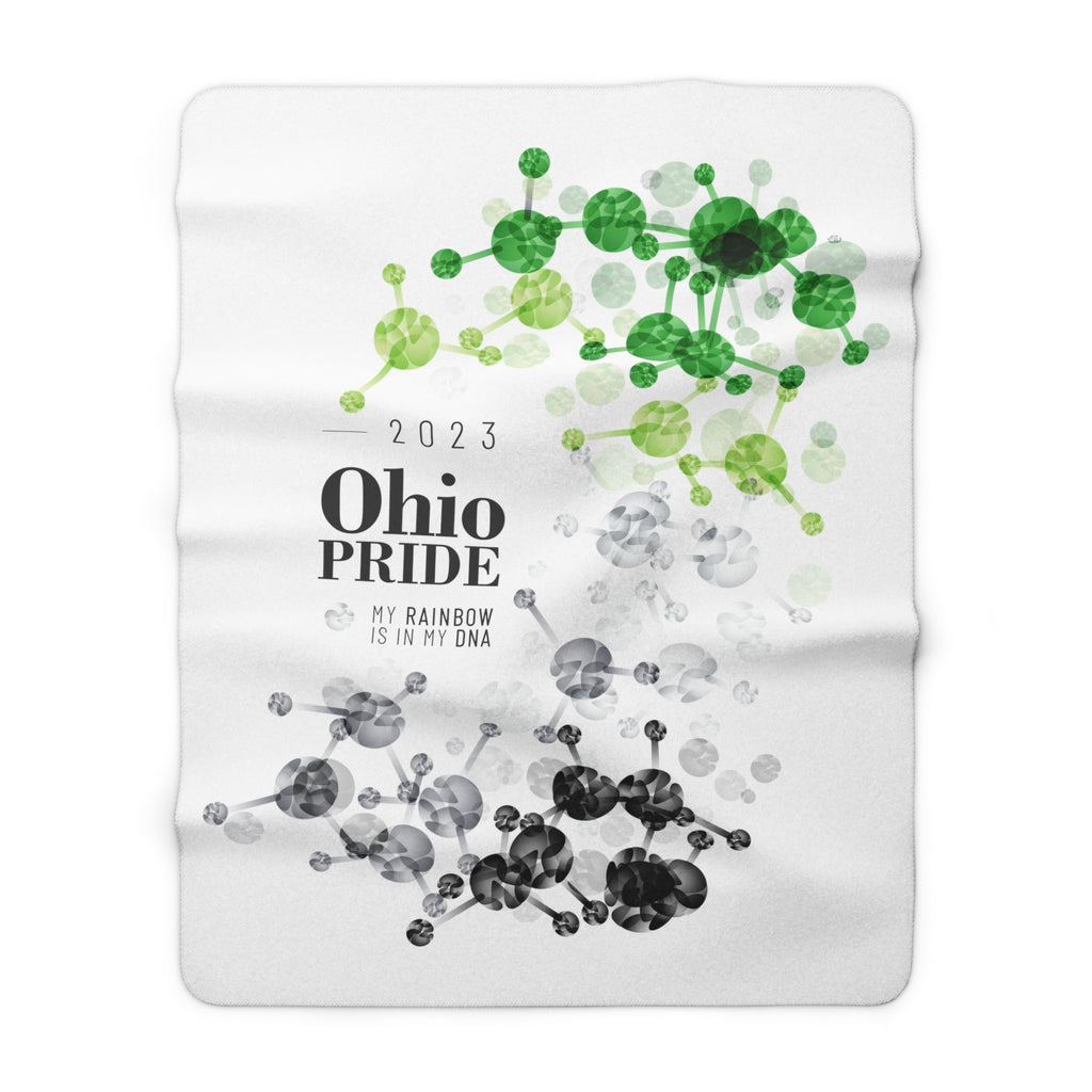 SHAVA CO Aromantic Flag 2023 Pride, Ohio Sherpa Fleece Blanket - My Rainbow Is In My DNA Printify