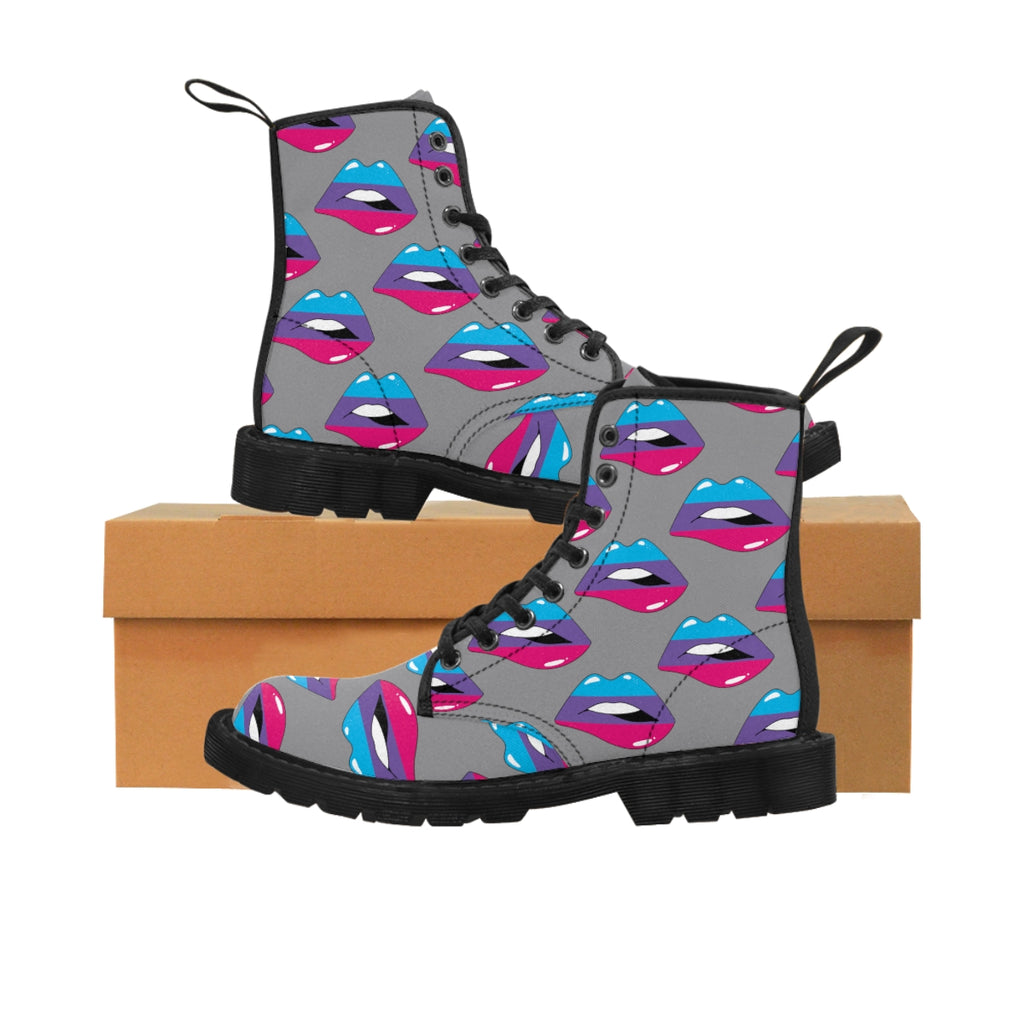 Androgyne Flag Kisses LGBTQ Grey Canvas Boots Unisex Size Printify