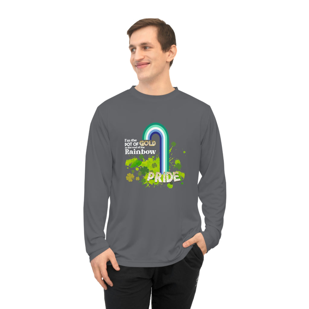 Gay Flag Unisex Performance Long Sleeve Shirt - Pot of Gold at the End of My Rainbow Printify