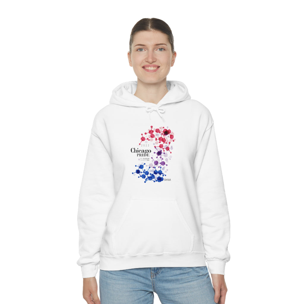 SHAVA CO Bisexual Flag 2023 Pride, Chicago Unisex Heavy Blend™ Hooded Sweatshirt - My Rainbow Is In My DNA SHAVA CO