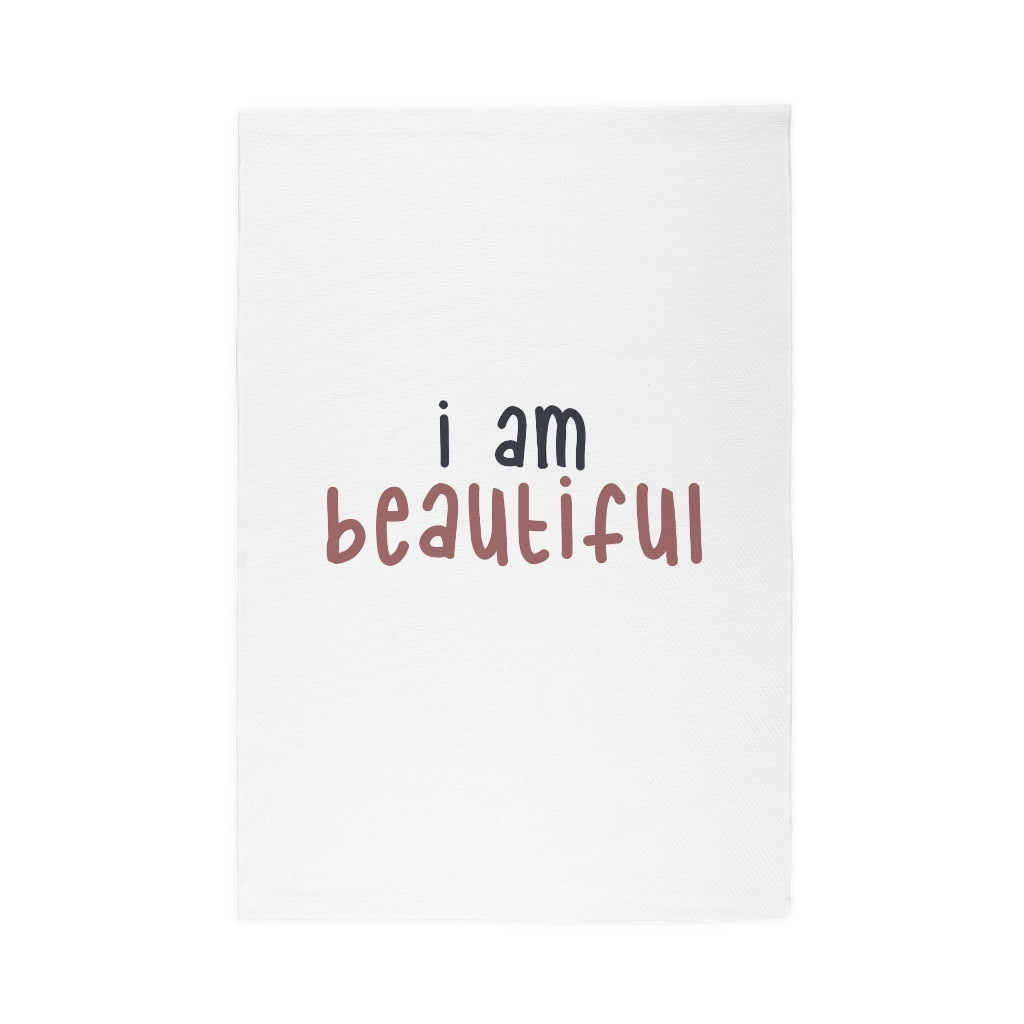 Affirmation Feminist pro choice Dobby Rug - I am beautiful pink Printify