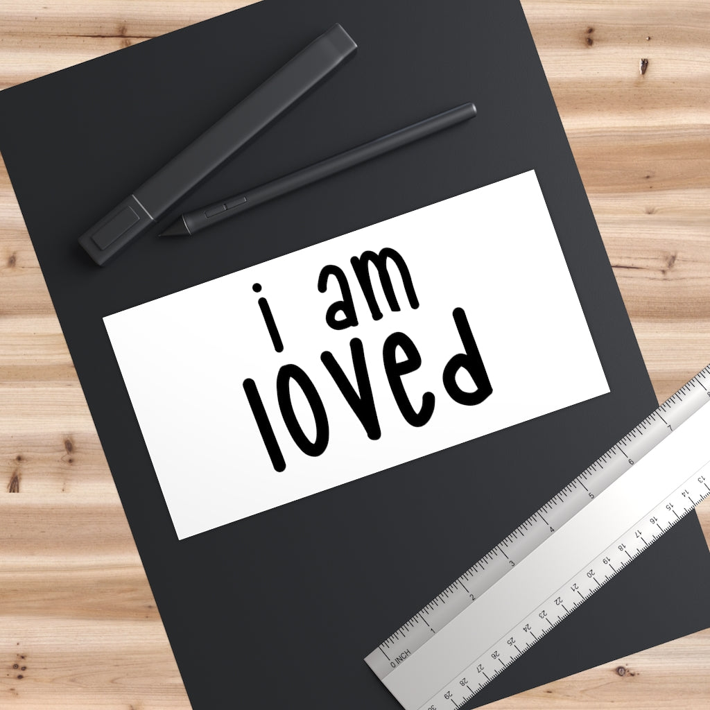 IAC  Home & Livings-Magnet & Stickers /Bumper Stickers/I am loved (black) Printify