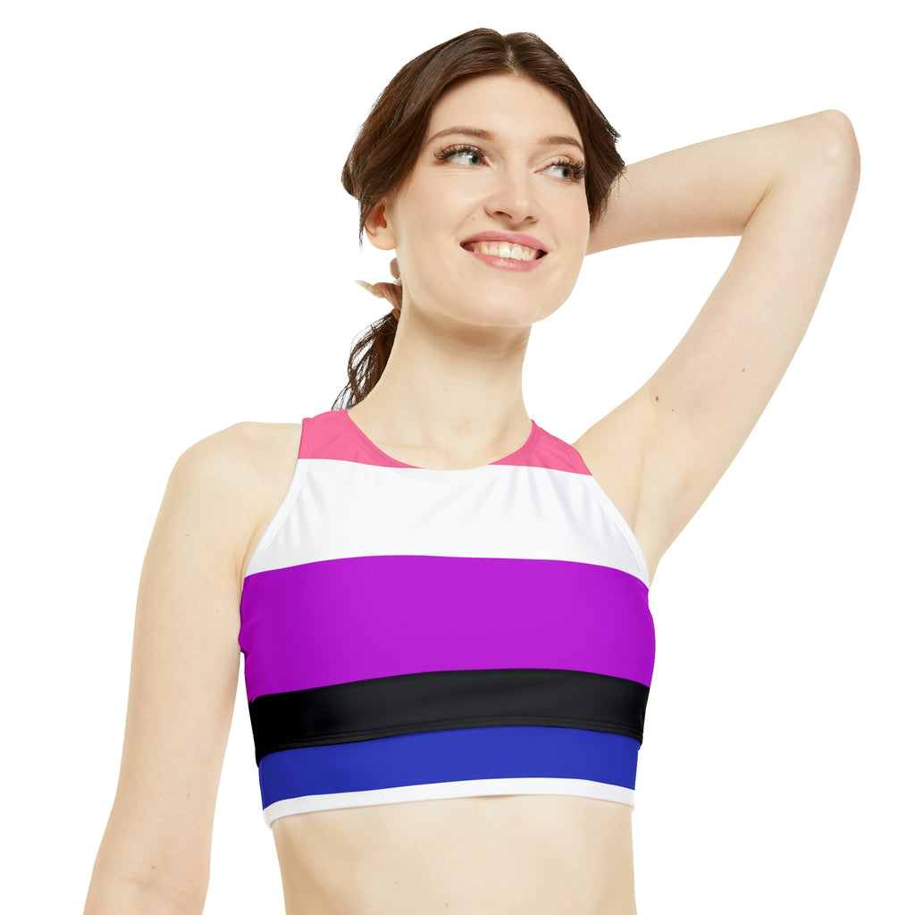 Genderfluid Flag High Neck Crop Bikini Top SHAVA CO