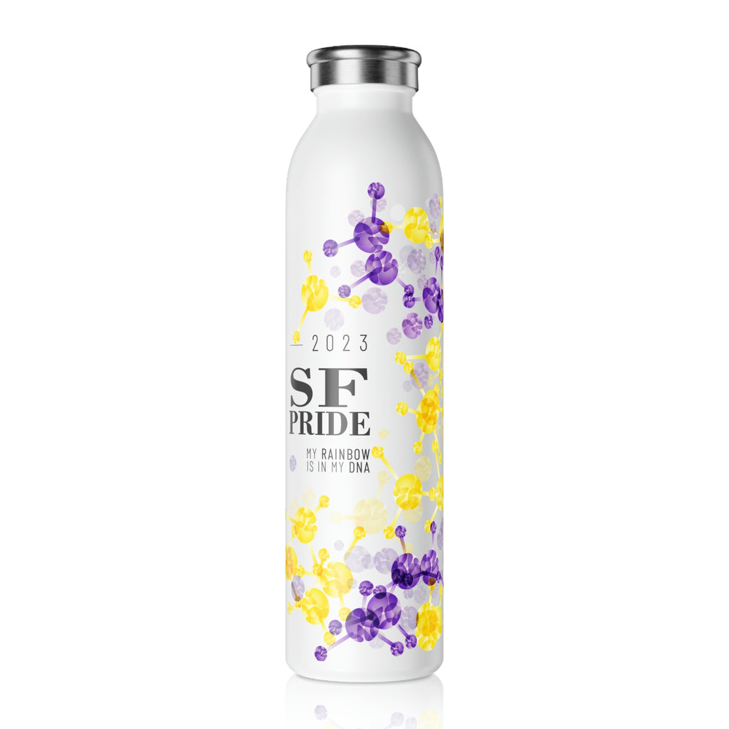 Intersex Flag Slim Water Bottle San Francisco Pride - My Rainbow is In My DNA SHAVA CO