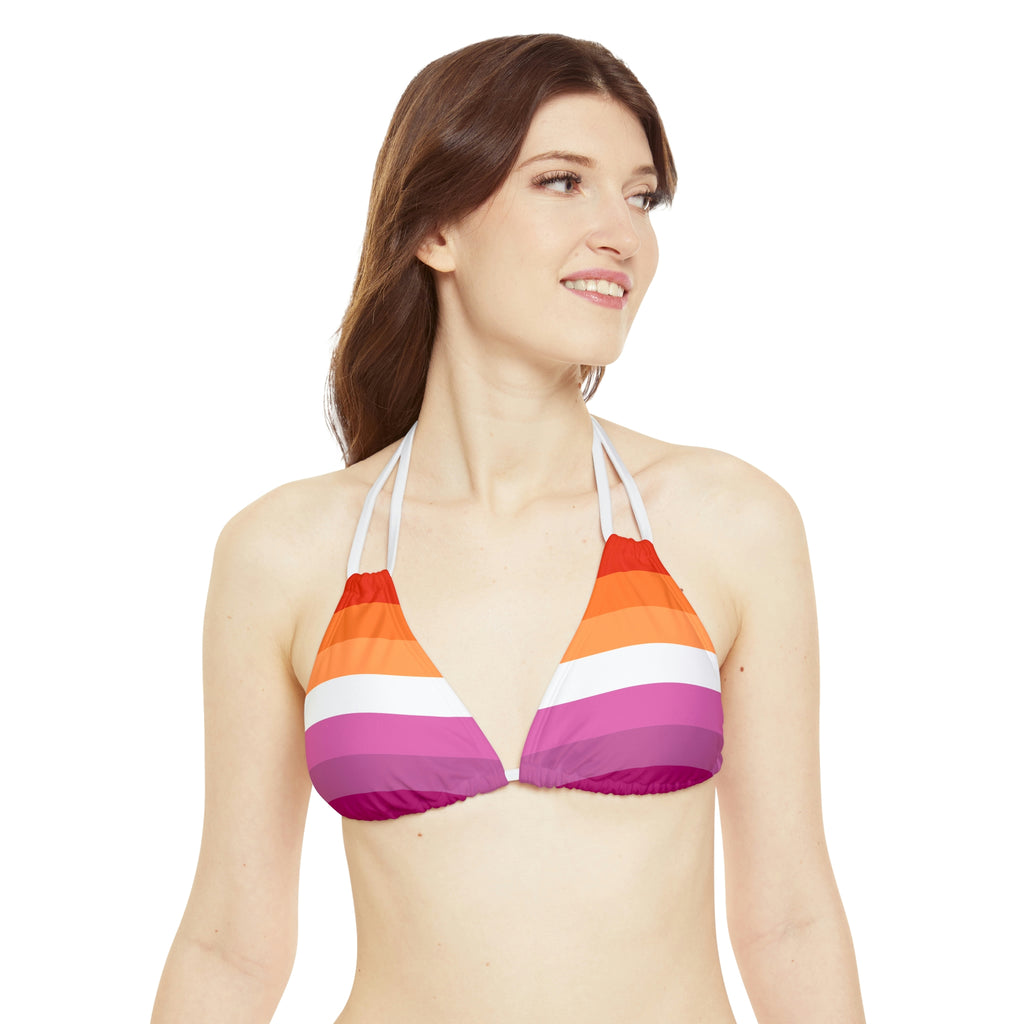 Lesbian Pride Flag Strappy Triangle Bikini Top SHAVA CO