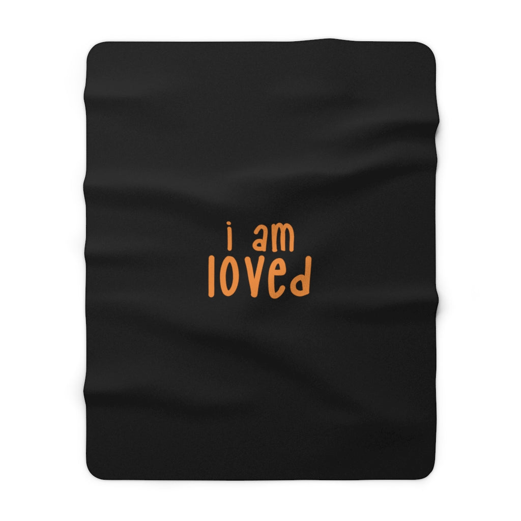 IAC  Home & Livings- Blankets / Sherpa Fleece Blanket / I am loved orange Printify