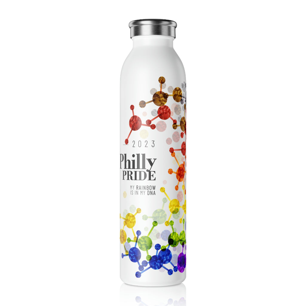 Philadelphia Flag Slim Water Bottle Philly Pride - My Rainbow is In My DNA SHAVA CO