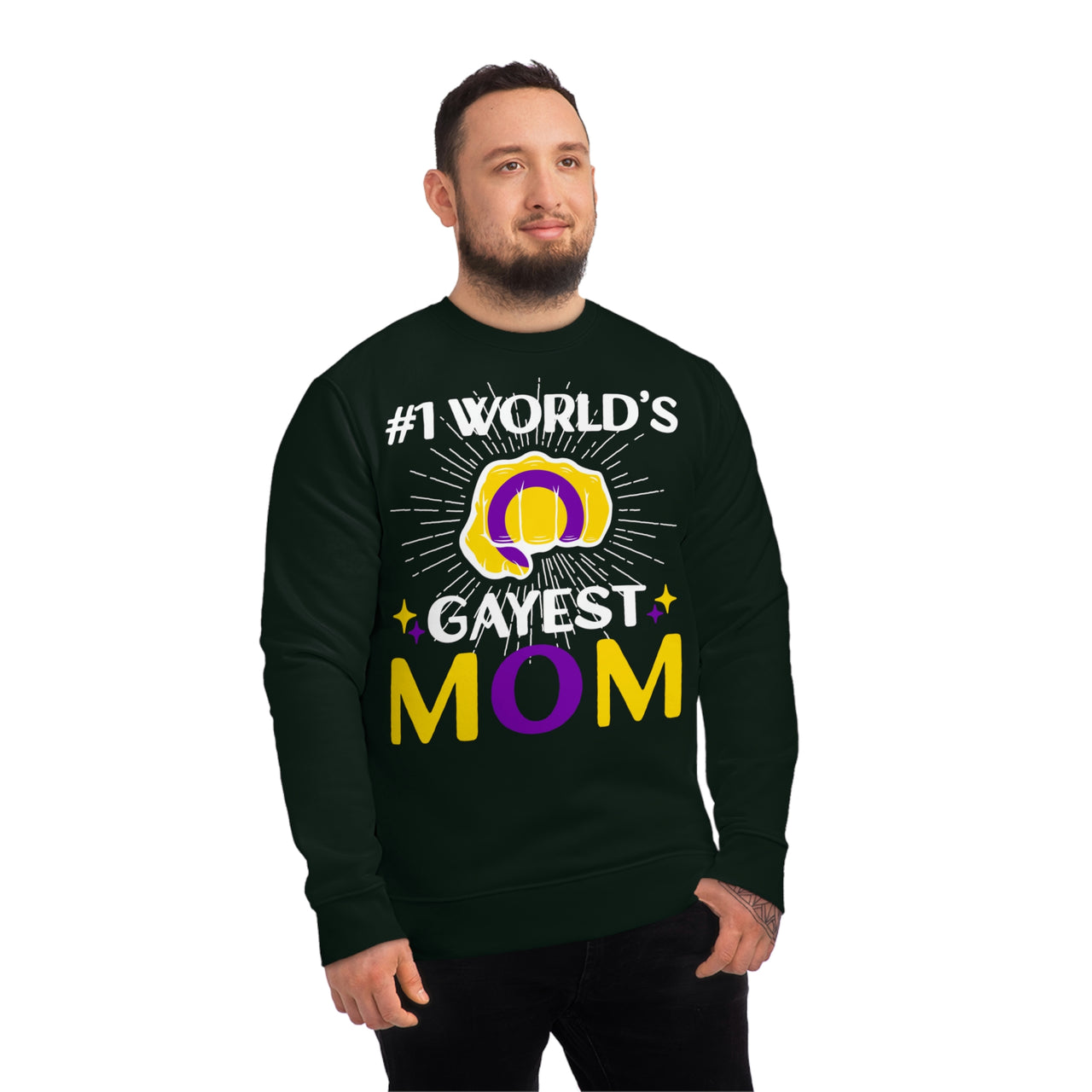 Intersexual Pride Flag Sweatshirt Unisex Size - #1 World's Gayest Mom Printify