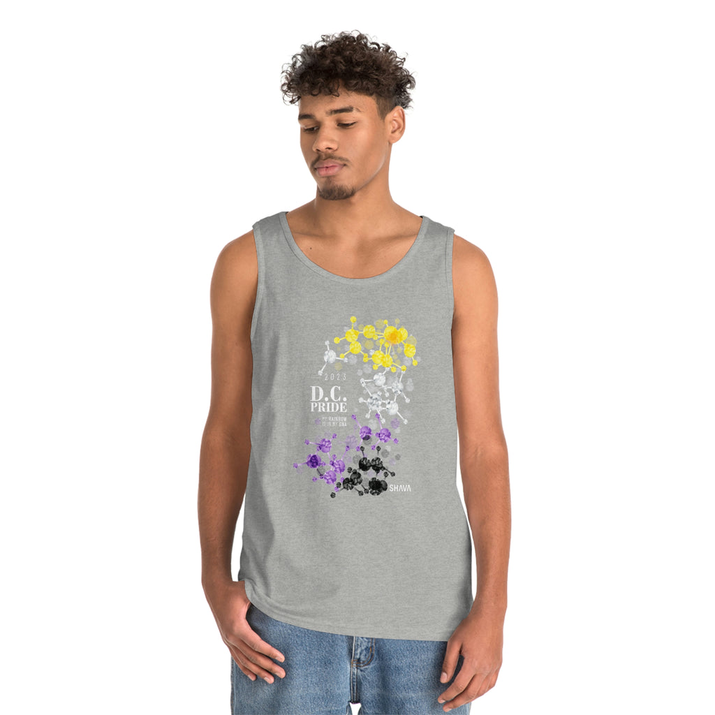 Non Binary Flag D.C Pride Heavy Cotton Tank Top Unisex Size - My Rainbow Is In My DNA SHAVA