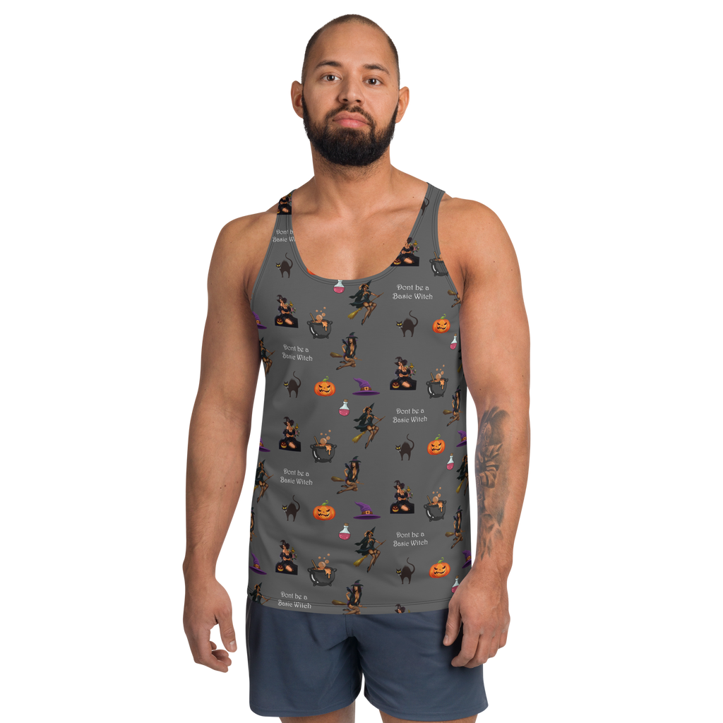 Men's Halloween All Over Tank Top, Halloween All Over Print Tank Top, Men's Tank Top/Don't be a Basic Witch SHAVA