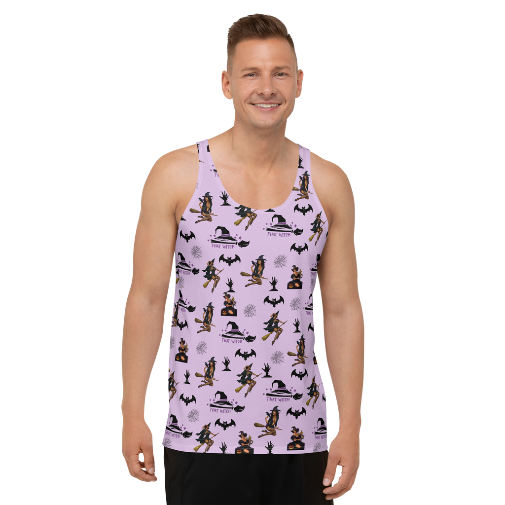 Men's Halloween All Over Tank Top, Halloween All Over Print Tank Top, Men's Tank Top/That Witch SHAVA