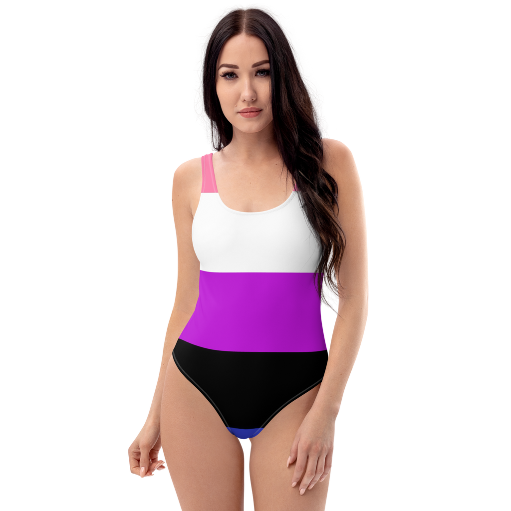 Genderfluid Flag LGBTQ One-Piece Swimsuit Women’s Size SHAVA